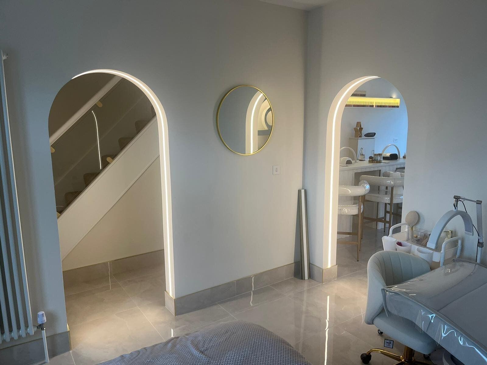 Interior arches illuminated with concealed LED lighting